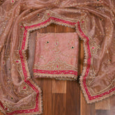 Glass Shimmer Peach Unstitched Suit